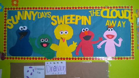 Sesame Street Bulletin Board, Infant Classroom Decorations, Infant Bulletin Board, Sesame Street Crafts, Sesame Street Signs, Disney Themed Classroom, Infant Room, Infant Classroom, Elmo Sesame Street