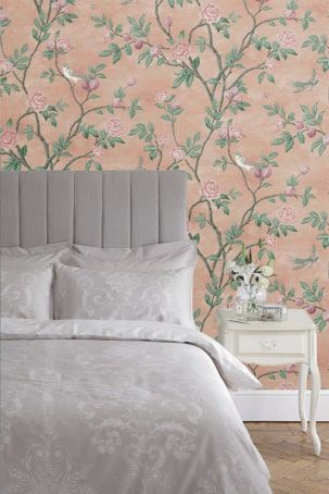 Wallpaper Bedroom With Wallpaper, Laura Ashley Bedroom, Laura Ashley Wallpaper, Taupe Bedroom, Ashley Home, Wallpaper Uk, Living Room Shop, Wallpaper Bedroom, Wallpaper Wallpaper