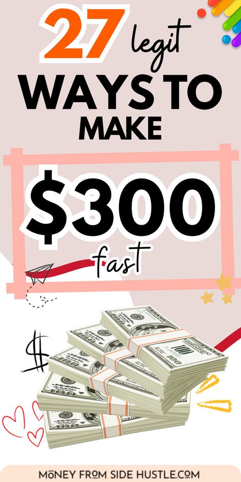 make $300 fast Online Side Jobs, Make Side Money, Weekend Jobs, Hustle Money, Legit Online Jobs, Money Lessons, Ideas To Make Money, Night Jobs, Make Quick Money