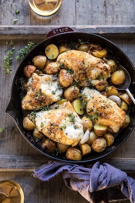 Chicken Bits, Quorn Chicken, Onion Pasta, Harvest Food, Half Baked Harvest Recipes, Recipes Skillet, Cheese Stuffed Chicken Breast, French Onion Chicken, Chicken And Potatoes