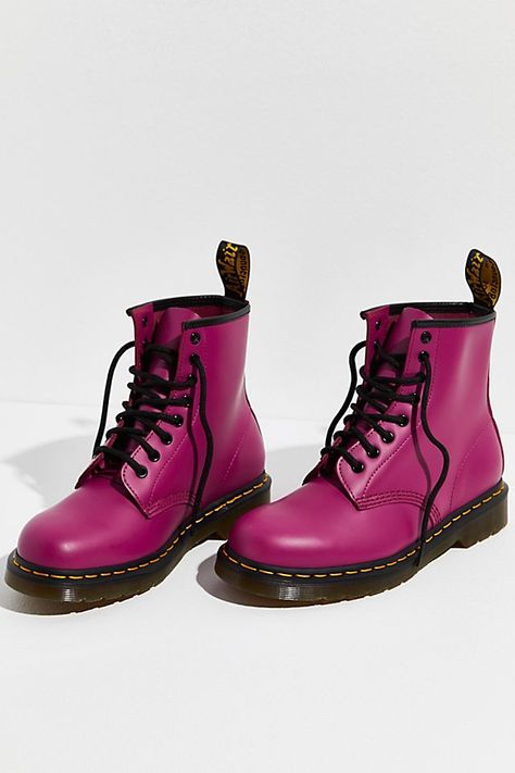 Dr. Martens 1460 Smooth Lace-Up Boots | Free People Pink Doc Martens, Pink Nike Shoes, Boho Boots, Pink Boots, Leather Lace Up Boots, Pink Nikes, Comfy Fashion, Goodyear Welt, Shoes Loafers