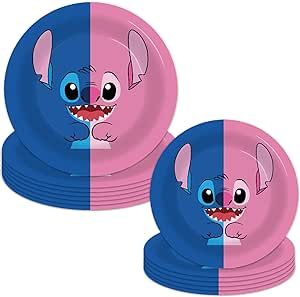 Nuwontun 32PCS Stitch Gender Reveal Tablewares Party Supplies,Stitch Gender Reveal Plates for Party Dinnwares Decorations. Gender Reveal Cartoon Themes, Gender Reveal Stitch, Stitch Gender Reveal Ideas, Stitch And Angel Gender Reveal, Stitch Gender Reveal, Cartoon Birthday Party, Cartoon Birthday, Poke Ball, Disney Baby Shower