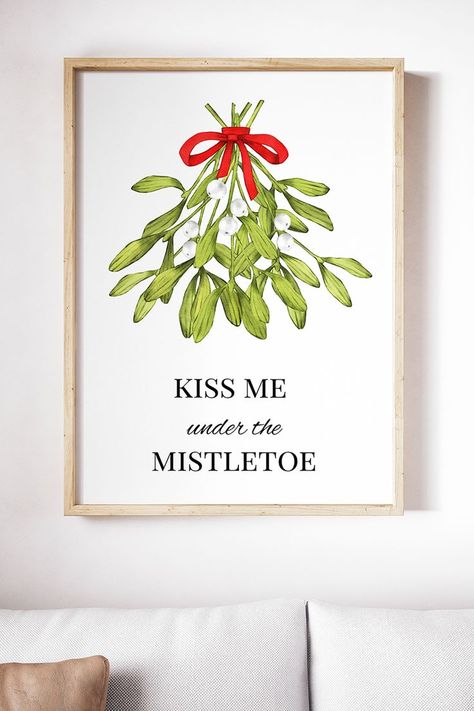 Mistletoe Printable, Mistletoe Clipart, Mistletoe Sign, Kiss Me Under The Mistletoe, Watercolor Mistletoe, Mistletoe Christmas, Under The Mistletoe, Printable Poster, Christmas Png