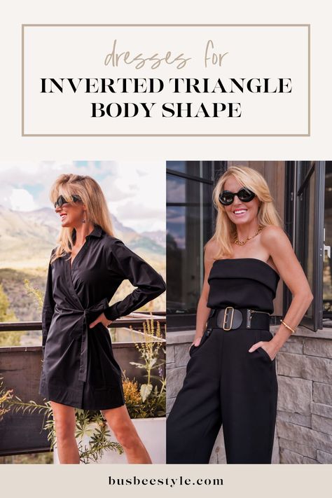 Discover the 10 most flattering dresses for the inverted triangle body shape! Learn how to enhance your figure and show off your best assets with the right styles. Knowing your body shape makes dressing and shopping a breeze. Embrace your unique silhouette today! #BodyShapeStyle #FlatteringDresses #InvertedTriangle Inverted Triangle Outfits Dresses, Inverted Triangle Fall Outfits, Dresses Inverted Triangle, Inverted Triangle Dress Outfits, Inverted Triangle Wedding Dress, Dress For Inverted Triangle Body Shape, Inverted Triangle Outfits Ideas, Upside Down Triangle Body Shape Outfits, Dress Inverted Triangle Body Shape