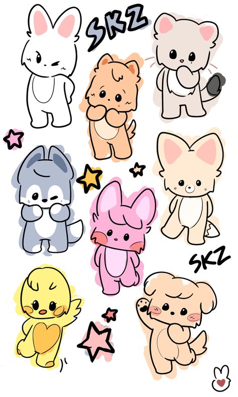 Kids Zoo, Kpop Drawings, Skz In Cute, Savage Kids, Dessin Adorable, Cute Little Drawings, Kids Stickers, Felix Stray Kids, Kids Wallpaper