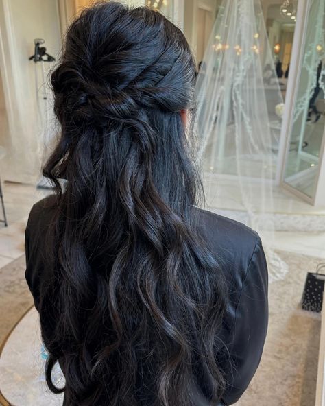 Effortlessly chic! ✨ #bridal #bridalhair #frisco #dfwhairstylist #dfw Hair Styles For Wedding Black Hair, Long Black Wedding Hair, Black Hair Wedding Hairstyles, Black Hair Wedding, Black Wedding Hair, Black Wedding Hairstyles, Black Wedding, Long Black, Bridesmaid Hair