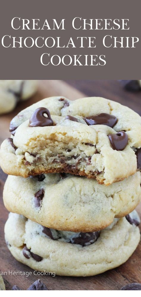 Cream Cheese Chocolate Chip, Cream Cheese Chocolate Chip Cookies, Cream Cheese Cookies, Cheese Cookies, Zebra Stripes, Chewy Cookie, Best Dessert Recipes, American Heritage, Hello Friend