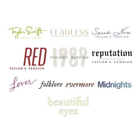 Taylor Logo Design, Taylor Swift Eras Tour Logo, Taylor Swift Album Fonts, Fearless Logo, Eras Tour Logo, Taylor Swift Logo, Leavers Shirt, Taylor Swift Debut Album, Taylor Swift Tshirt