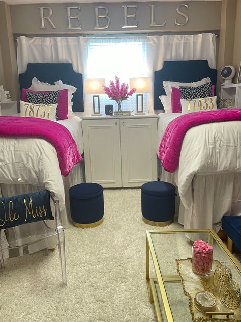 Hot pink, White, Navy Dorm Navy White And Hot Pink Bedroom, Hot Pink And Blue Dorm Room, Navy And Hot Pink Bedroom, Hot Pink Dorm Room Aesthetic, Pink And Teal Dorm Room, Navy Blue And Pink Dorm Room, Hot Pink And Navy Bedroom, Navy Blue And Hot Pink Bedroom, Pink And Blue Dorm Room Aesthetic