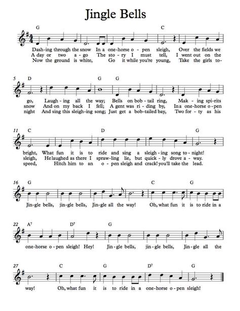 Free Sheet Music - Free Lead Sheet - Jingle Bells Jingle Bells Sheet Music, Easy Sheet Music, Hymn Sheet Music, Trumpet Sheet Music, Clarinet Music, Clarinet Sheet Music, Saxophone Sheet Music, Christmas Sheet Music, Flute Sheet Music