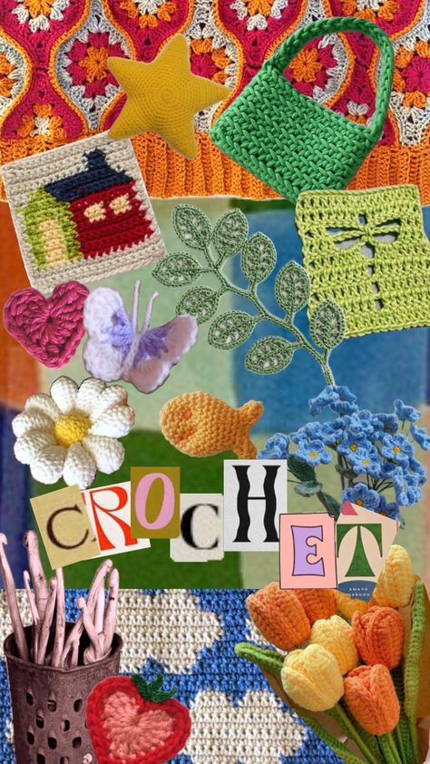 #crochet #yarn #stitch #hook #crochethook #magazineletters #wallpaper #background Aesthetic Crochet Background, Crochet Collage Art, Crochet Yarn Aesthetic Wallpaper, Yarn Wallpaper Backgrounds, Crochet Background Wallpaper Aesthetic, Crochet Background Aesthetic, Crochet Poster Ideas, Aesthetic Crochet Wallpaper, Crochet Phone Wallpaper