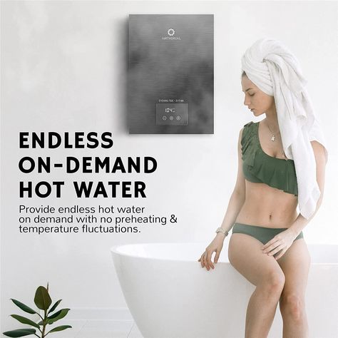 Experience endless on-demand hot water with the Airthereal Electric Tankless Water Heater. Compact yet powerful, it self-modulates to save energy and can be installed anywhere. Perfect for two showers, it's a game-changer for any home. Dive into the Evening Tide series today! 🚿🏡 #AirtherealWaterHeater #EndlessHotWater #EnergySaver #CompactComfort #HomeImprovement #OnDemandLuxury #BathroomUpgrade #EveningTideSeries #EcoFriendlyHome #SmartHomeLiving Instant Water Heater, Utility Closet, Utility Bill, Water Heaters, Energy Saver, Outdoor Flush Mounts, Tankless Water Heater, Water Filtration System, Energy Use