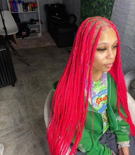 Red And Gray Braids, Pink Soft Locs, Protecting Hairstyles, Colored Braids For Black Women, Clips For Braids, Gray Braids, Hair Clips For Braids, Pink Hairstyles, Scalp Braids