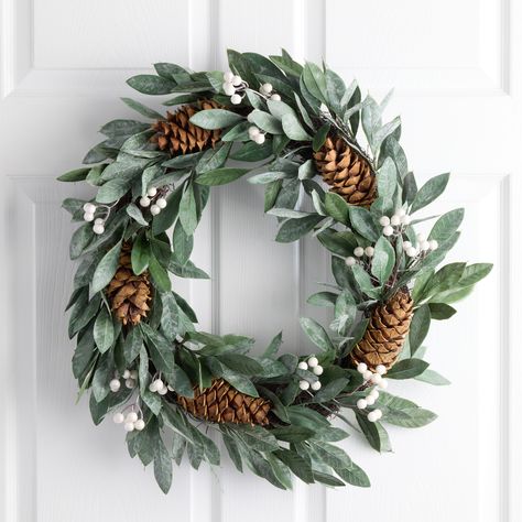 Sage Wreath, January Wreath, Coastal Wreath, White Berries, Laurel Leaves, Green Wreath, Coastal Christmas, Wreaths & Garlands, Laurel Wreath