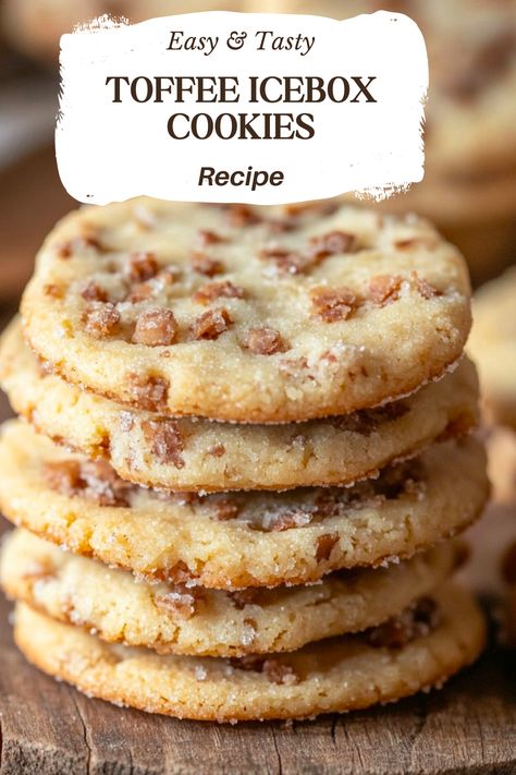 Buttery Toffee Icebox Cookies - An Organized Chaos Icebox Cookies Old Fashioned, Ice Box Cookies Old Fashioned, Toffee Shortbread Cookies, Forgotten Cookies Recipe, Ice Box Cookies, Icebox Cookie Recipe, Toffee Bites, Pecan Bars Recipe, Fresh Cookies