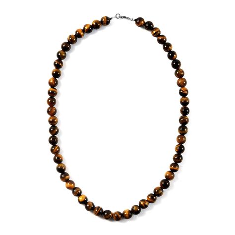 Free 2-day shipping. Buy 925 Sterling Silver Round Yellow Tiger Eye Beaded Necklace Costume Stylish Jewelry for Women 18" at Walmart.com Tiger Necklace, Tiger Eye Jewelry, Tigers Eye Necklace, Crystal Bead Necklace, Long Beaded Necklace, Tiger Eye Beads, Trendy Necklaces, Tigers Eye, Christmas Gifts For Women