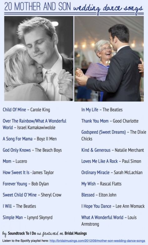 Top 20 Best Mother and Son Wedding Dance Songs: songs that Ryan can dance with his mama .. He probably wanna dance to simple man :) Mother Son Wedding Dance, Wedding Dances, Wedding Singer, Wedding Dance Songs, Mrs Hudson, Mother Son Dance, Dance Songs, Wedding Song, Song Suggestions