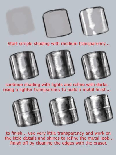 Painting Metal Tutorial, Digital Painting Metal, Non Metallic Metal Painting Tutorial, Armor Coloring Tutorial, Drawing Metal Tutorial, Metal Tutorial Digital, Metal Effect Drawing, Drawing Metal Texture, How To Draw Rings