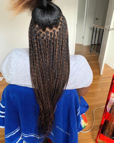 1b30 Knotless Braids, Mini Knotless Box Braids, Black And Brown Knotless Braids, Small Traditional Box Braids, Coloured Braids, Braids With Human Hair, Goddess Knotless, Girls Braided Hairstyles Kids, Braids Hairstyles Ideas