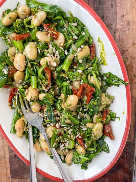 Salad Sundried Tomato, Vegetarian Pesto, Red Beans Recipe, Chopped Salads, Butter Beans Recipe, Sundried Tomato Pesto, Fennel Recipes, Tenderstem Broccoli, Roasted Fennel