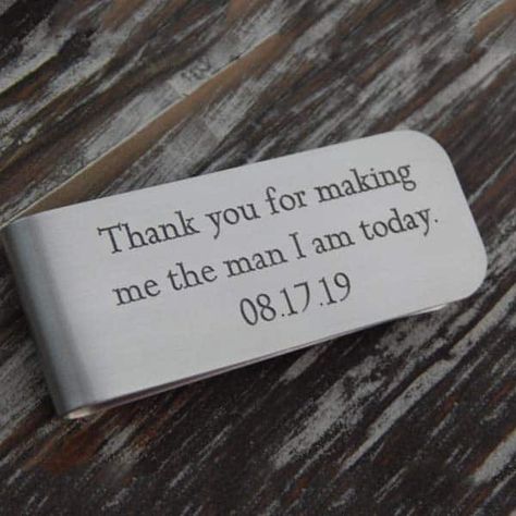 29 Best Father of the Groom Gifts to Thanks Him (2022) - 365Canvas Blog Father Of The Groom Gifts, Father Of Groom Gift, Groom Gift Box, Engraved Money Clip, Unique Wedding Presents, Groom Gifts, Father Of The Groom, Decorative Stamps, Best Father