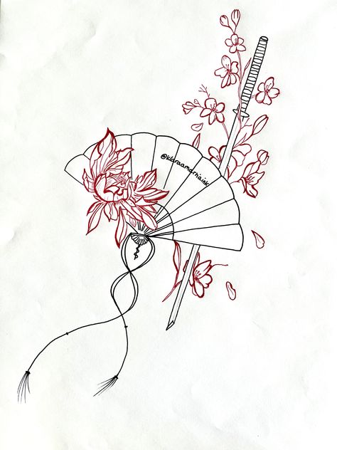 Mulan Dragon Tattoo, Small Fan Tattoo, Forearm Tattoo Women Stencil, Baddie Tats Side Arm, Japanese Tattoo Designs Ideas, Orchid Tattoo Minimalist, Chinese Fan Tattoo, Asian Fan Tattoo, Chinese Lantern Tattoo