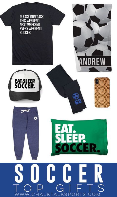 Finding a gift for a soccer player can be difficult. We have a variety of soccer designed merchandise and apparel that will make any player or fan ecstatic to get. A bonus is that a lot of the items can be personalized for them! Soccer Player Gift Ideas, Soccer Gift Ideas, Coaches Gifts, Senior Night Gifts, Soccer Fan, Soccer Drills, Soccer Socks, Senior Gifts, Soccer Gifts