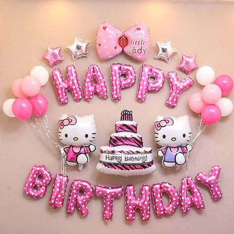 Kitty Birthday Decorations, Hello Kitty Birthday Decorations, Tort Hello Kitty, Hello Kitty Party Supplies, Hello Kitty Birthday Theme, Decoracion Hello Kitty, Hello Kitty Theme Party, Kitty Birthday Party, Hadiah Diy