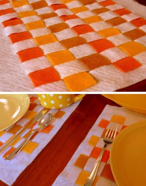 No-Sew Felt DIY Thanksgiving Placemats | DIY Placemat Ideas To Make Your Thanksgiving Table Stand Out Thanksgiving Placemats Diy, Diy Thanksgiving Placemats, Felt Thanksgiving, Placemats Ideas, Placemat Ideas, Thanksgiving Decorations Diy Table, Felt Placemats, Thanksgiving Desserts Kids, Sew Felt