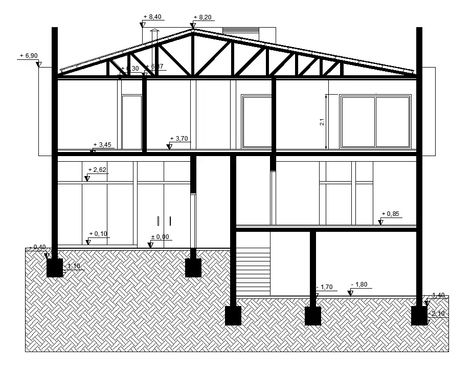 Building Section Architecture Drawings, Building Section Drawing, Building Section Architecture, Drawing Model, Louver Windows, Section Drawing, Interior Architecture Drawing, Building Drawing, Architectural Section