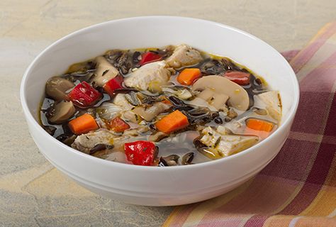 Turkey, Wild Rice and Mushroom Soup is easy to prepare and kidney-friendly, yet with its full-bodied flavor, your family will think you spent hours in the kitchen. Low Potassium Soups, Wild Rice And Mushroom Soup, Potassium Recipes, Davita Recipes, Soups To Make, Renal Recipes, Ckd Recipes, Kidney Friendly Recipes Renal Diet, Kidney Diet Recipes