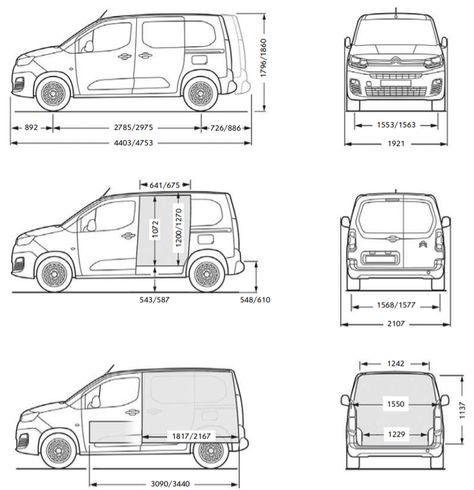 Citroen Berlingo dimensions | VanGuide.co.uk - The Van Experts Berlingo Camper, Citroen Van, Nissan Vans, Mercedes Benz Vans, Bike Fit, Micro Camper, Van Conversion Interior, Car Tent, Peugeot Partner