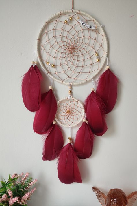 Red Dream Catcher, Girls Bedroom Wall Decor, Boho Nursery Girl, Wall Hanging Bedroom, Beautiful Dream Catchers, Purple Nursery, Fairy Baby, Hanging Bedroom, Girl Bedroom Walls