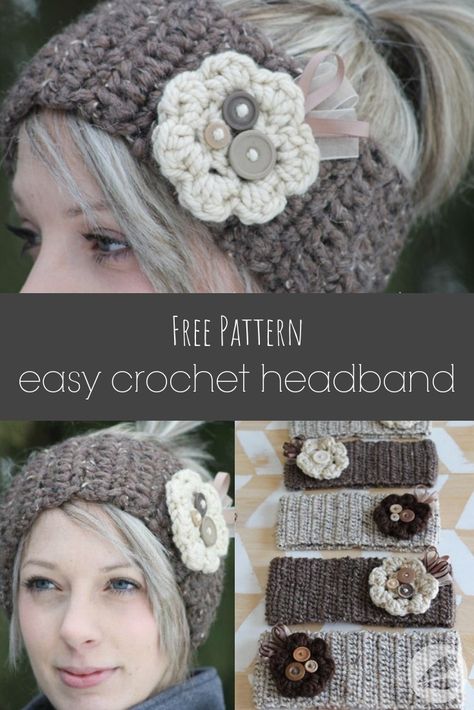 This crochet headband is a perfect beginner project. With the free pattern and tutorial its easy to make oyur own crochet headband this winter. Crochet Headband Pattern Free Ear Warmers Winter Head Bands, Crochet Head Bands Free Pattern, Crochet Head Bands, Crochet Headband Free Pattern, Crochet Earwarmers, Easy Crochet Headband, Crochet Headband Tutorial, Crochet Ear Warmer Pattern, Crochet Headband Free