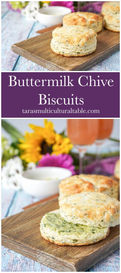 Buttermilk Chive Biscuits on a wooden board with flowers in the background. Quick Banana Bread, Ice Cream Bread, Flaky Biscuits, French Toast Breakfast, Garlic Bread Recipe, Buttermilk Recipes, Quick Bread, Biscuit Recipe, Buttermilk