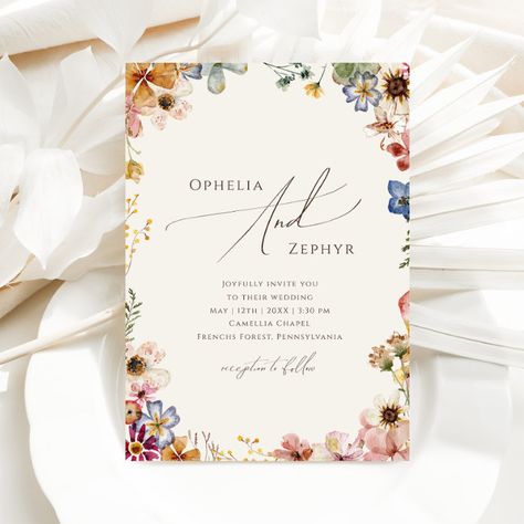 Casual Wedding Reception, Casual Wedding Invitations, Bright Wedding Colors, Quince Invitations, Colorful Wedding Invitations, Wildflower Wedding Invitations, Beige Wedding, Watercolor Floral Wedding Invitations, Wedding 2025