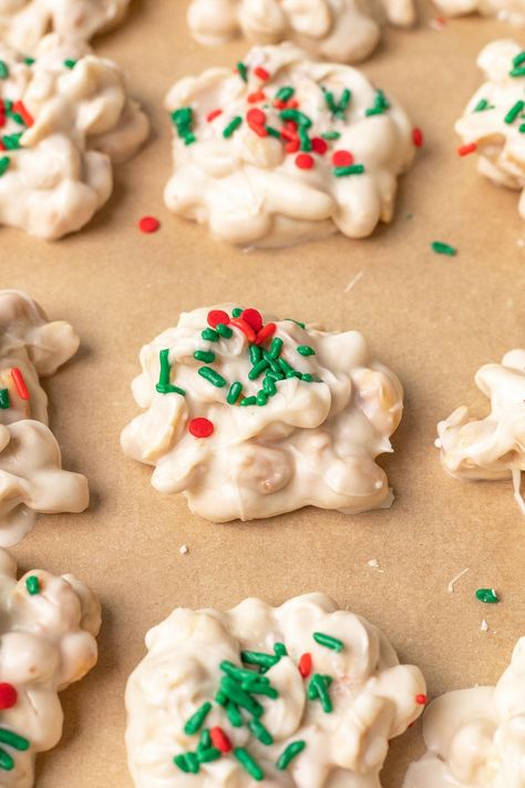 Slow Cooker White Chocolate Clusters on cooling tray White Chocolate Clusters, White Chocolate Crockpot Candy, White Chocolate Cereal Clusters, White Chocolate Nut Clusters, Chocolate Haystacks, Sugar Free White Chocolate, Chocolate Peanut Clusters, Chocolate Clusters, Holiday Candy Recipes