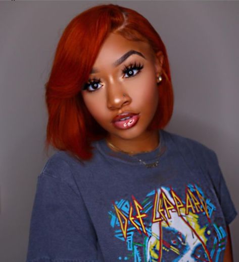 Red Short Human Hair Wigs, Colored Bob Black Women, Ginger Bob Black Women, Red Bob Black Women, Red Bob Hairstyles, Red Bobs, Ginger Hairstyles, Ginger Bob, Weave Bob