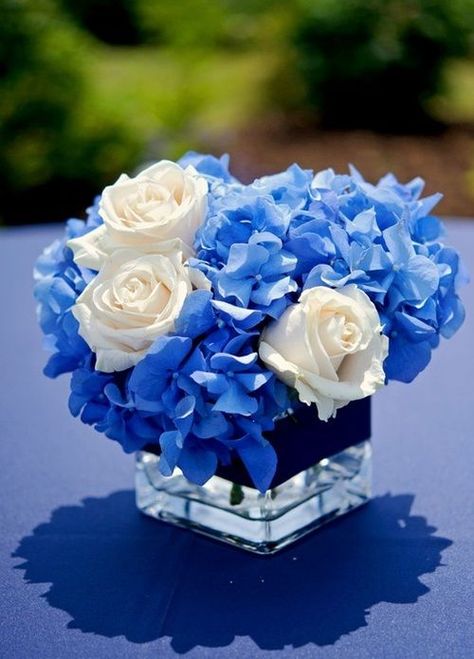 Square Vase, White Flowers, A Table, Blue And White, Vase, Square, Purple, Flowers, Blue