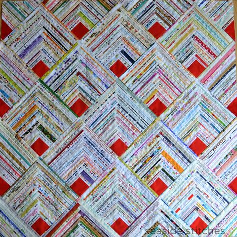 Seaside Stitches: Selvage Log Cabin Salvage Quilts, Selvedge Projects, Selvedge Quilts, Selvage Projects, Selvage Quilts, Quilting Borders, Salvage Projects, Map Quilt, Beach Quilt