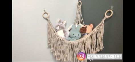 Macrame Stuffed Animal Hammock Pattern, Macrame Toy Hammock Diy Pattern, Macrame Toy Hammock Diy Tutorial, Diy Macrame Stuffed Animal Hammock, Macrame Toy Hammock Diy, Teddy Hammock, Macrame Shelves, Stuffed Animal Net, Stuffed Animal Holder