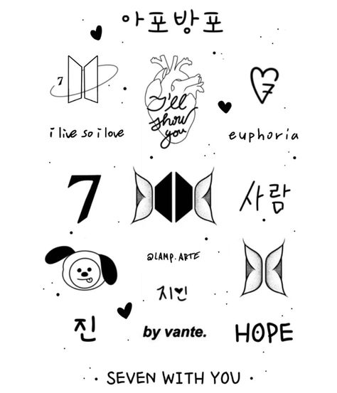 Bts Tattoo, Kpop Tattoos, Seni Korea, Army Tattoos, Bts Tattoos, Small Hand Tattoos, K Wallpaper, Bts Wallpaper Lyrics, Bts Lyric