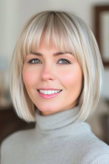 Medium Bob With Wispy Bangs, Bob Hairstyles For Straight Fine Hair, Textured Bob Hairstyles For Fine Hair, Bob With Fringe Round Face, Short Straight Hair Pixie, Long Bob With Wispy Bangs, Medium Fringe Haircut, Blonde Bob Hairstyles With Bangs, Shoulder Length Bob Haircut With Bangs