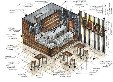 Sketch Bar, Coffee Shop Interior Design, Interior Design Renderings, Interior Architecture Drawing, Interior Design Drawings, Interior Design Sketch, Bar Interior Design, Portfolio Presentation, Interior Design Presentation