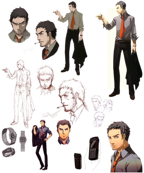 Persona 4 - Ryotaro Dojima Persona 4 Concept Art, Persona 4 Ryotaro Dojima, Persona 4 Characters, Dojima Persona, Persona 4 Art, Ryotaro Dojima, Persona 5 Art Book, Shigenori Soejima, How To Draw Manga