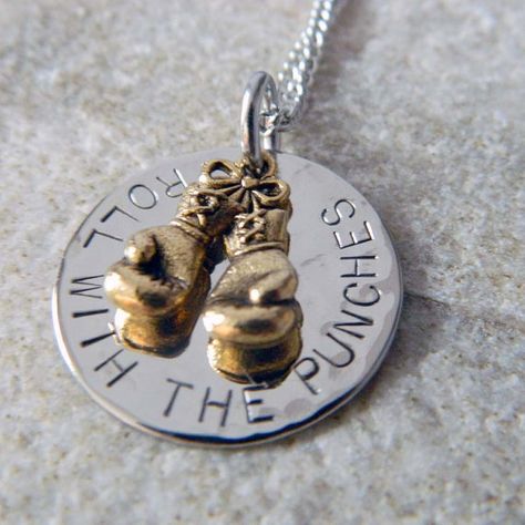 Roll With the Punches Necklace or Keychain Boxing Inspiration, Gold Boxing Gloves, Roll With The Punches, Boxing Accessories, Roberto Clemente, Boxing Girl, Story Board, Gold Box, Muhammad Ali