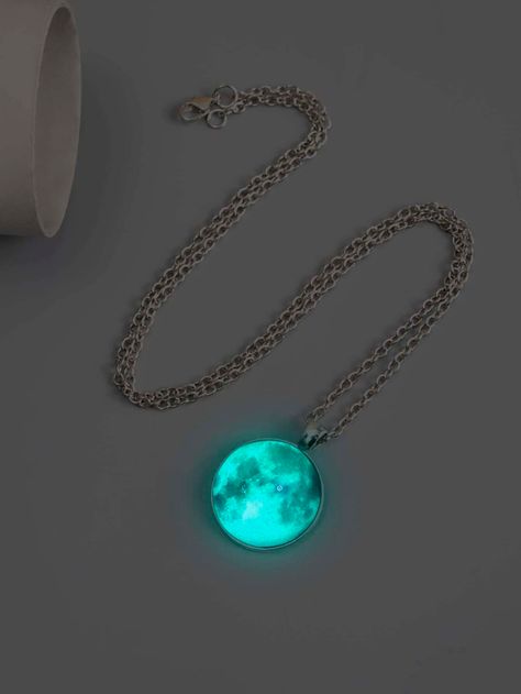 Men Luminous Round Charm Necklace | SHEIN USA Relationship Jewelry, Pendant Necklace Men, Glow Jewelry, Inexpensive Jewelry, Glowing Necklace, Embellished Fashion, Pretty Jewelry Necklaces, Magical Jewelry, Men's Wedding Ring