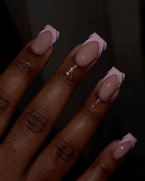 LDN NAIL TECH on Instagram Nails Inspo 2024 Short, Lavender Short Nails, Short Nails Ideas Acrylic, Polish For Short Nails, Light Pink Square Nails, Nail Ideas For Dark Skin, Light Pink Gel Nails, Jelly Nail Designs, Dark Skin Nail Color