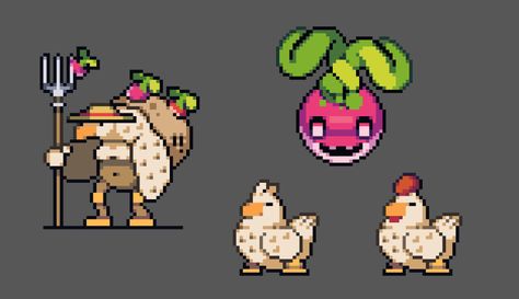 Chicken Farmer, Piskel Art, Pixel Characters, Pixel Art Tutorial, Cool Pixel Art, Pixel Art Characters, Pix Art, Pixel Design, Pixel Art Games