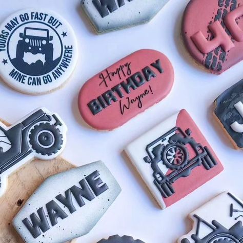 Carros Vintage, Custom Cookies, Birthday Cookies, 40th Birthday, Sugar Cookies, Cookie Decorating, Jeep, Sugar Cookie, Birthday